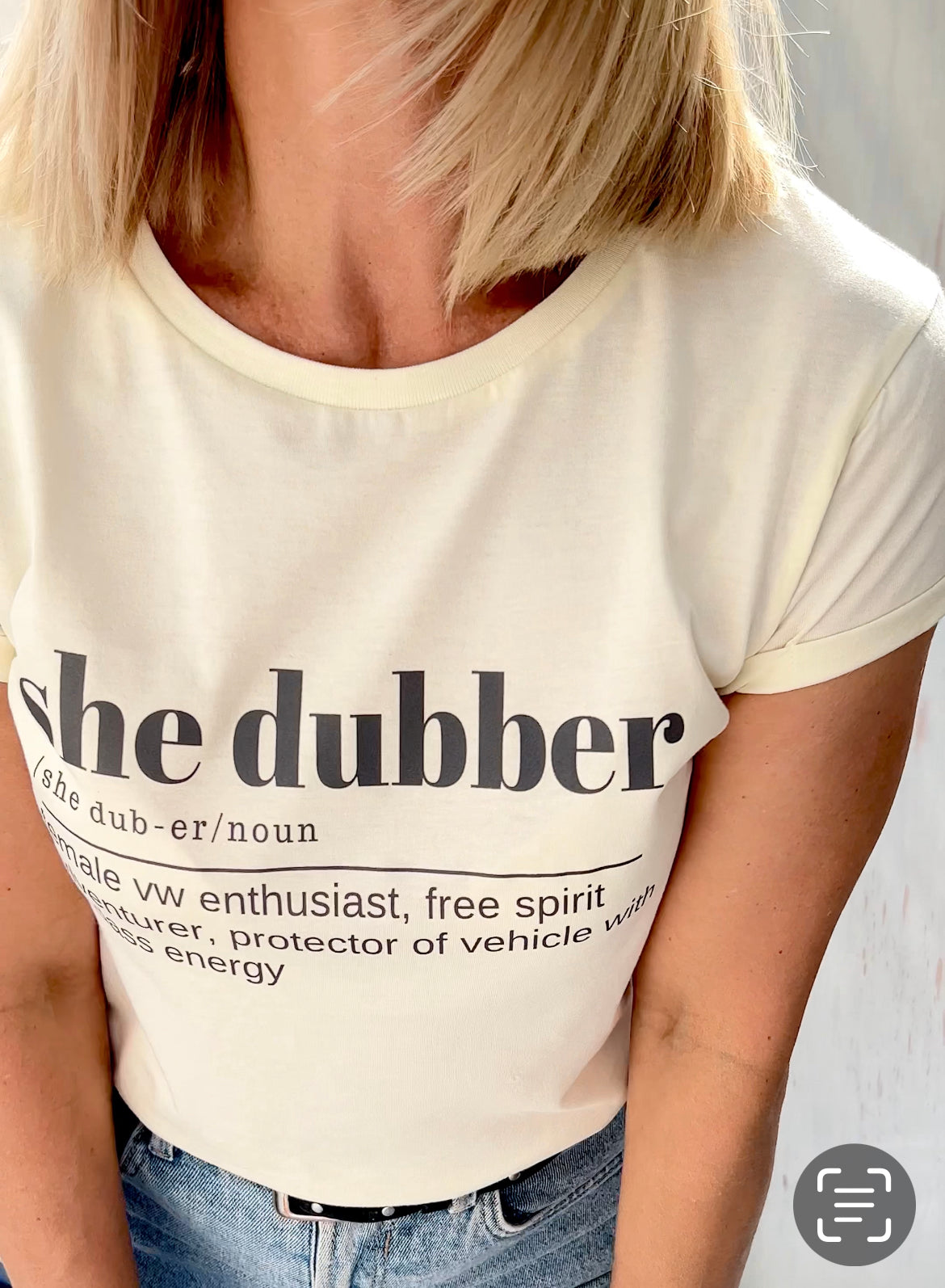 She dubber definition t shirt, Volkswagen women apparell